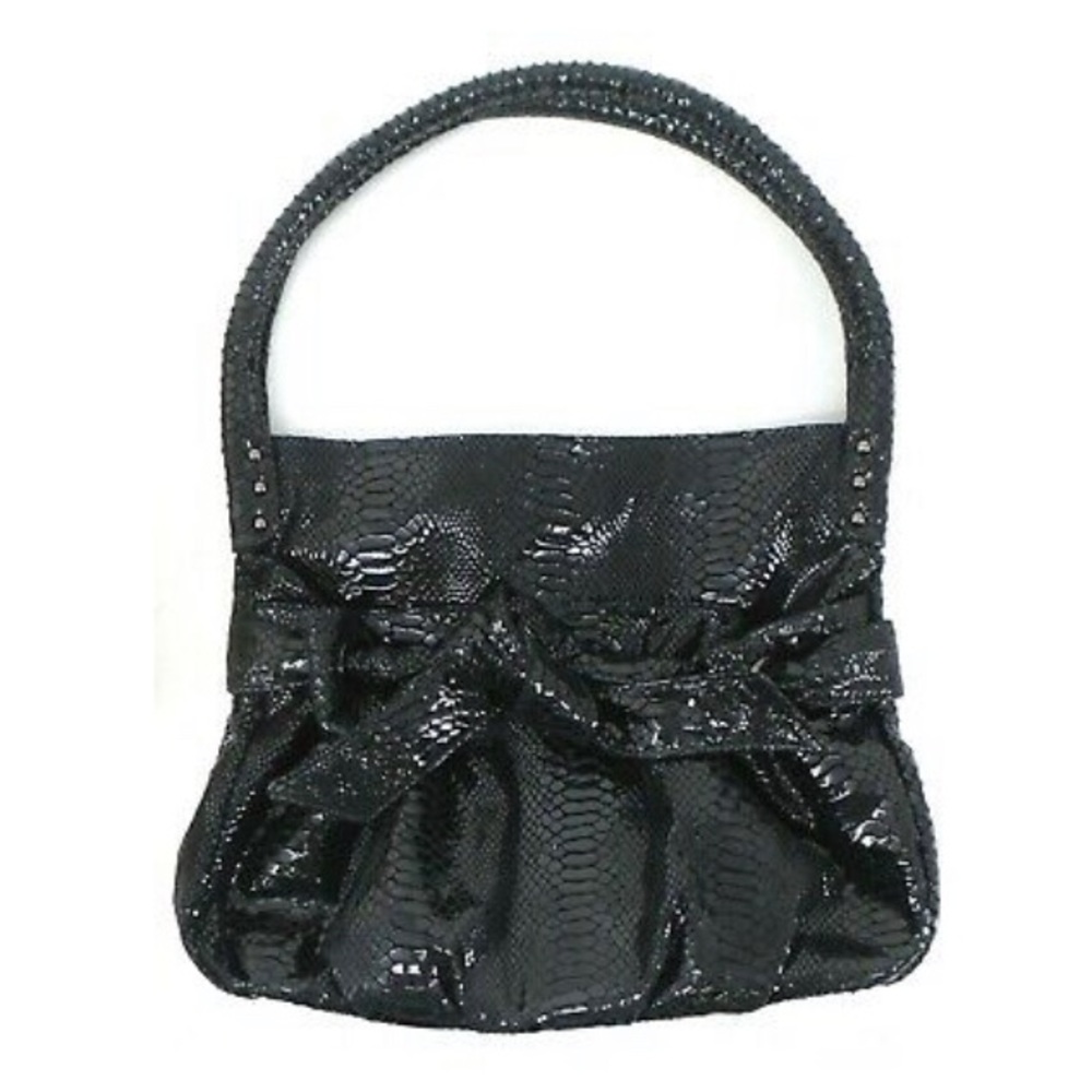 EUC GORGEOUS PERLINA XL LEATHER / SNAKESKIN HOBO TOTE W/ DOUBLE ROLLED HANDLES